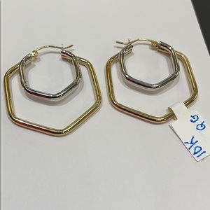 10k  2 toned yellow/ white  gold earrings